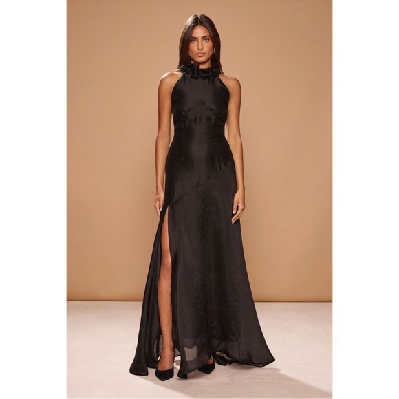 fitted lace wedding dress Black Maxi Dress With Slit main image 1